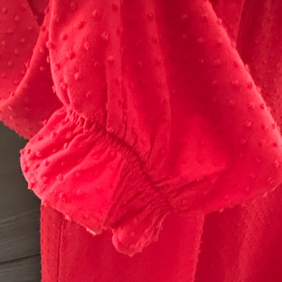 J Crew Red Textured Ruffle Blouse - Picture 4 of 5
